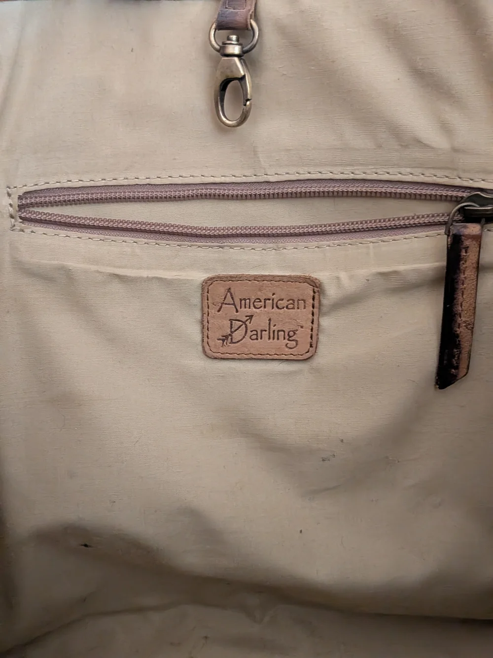 American Darling Cowhide Leather Top-Handle Tote Bag in Brown & White
